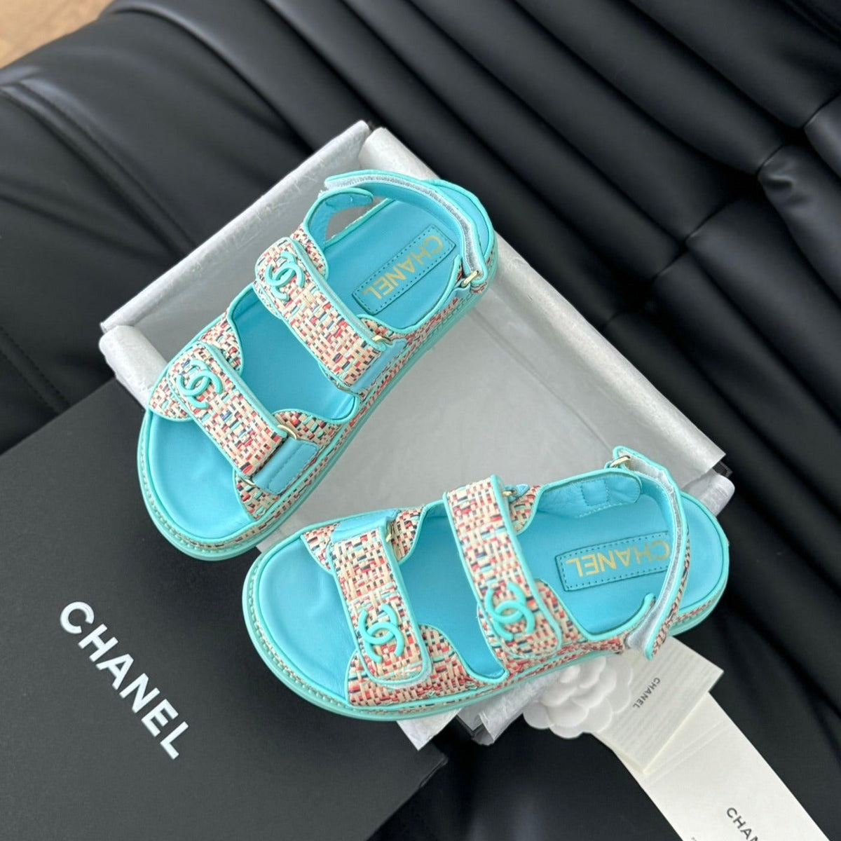 Chanel Dad Sandals Sheepskin Azure Blue