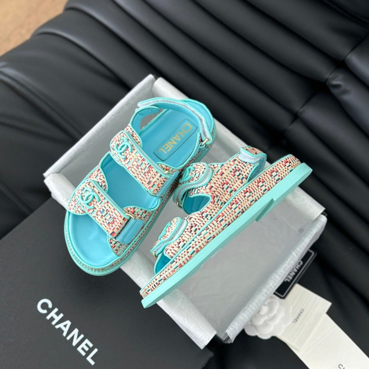 Chanel Dad Sandals Sheepskin Azure Blue