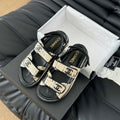 Chanel Dad Sandals Sheepskin Beige Black