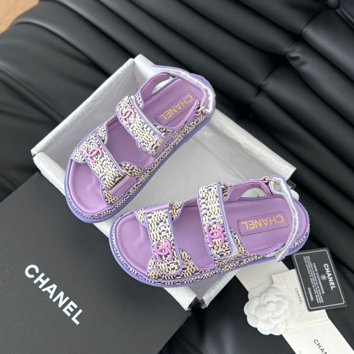 Chanel Dad Sandals Sheepskin Heather Purple