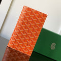 Goyard Richelieu Checkbook Wallet 19 in Red Orange Goyardine Canvas and Calfskin