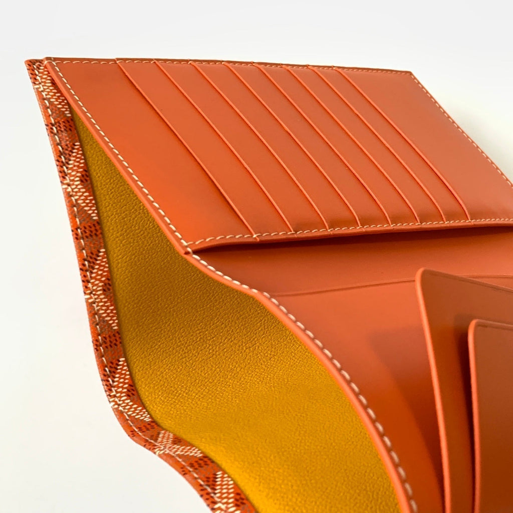 Goyard Richelieu Checkbook Wallet 19 in Red Orange Goyardine Canvas and Calfskin