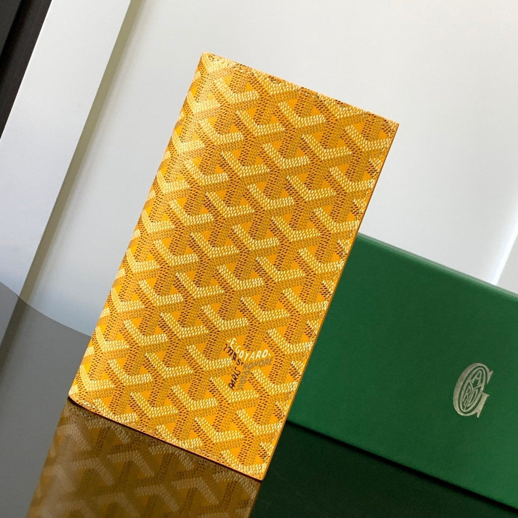 Goyard Richelieu Checkbook Wallet 19 in Yellow Goyardine Canvas and Calfskin