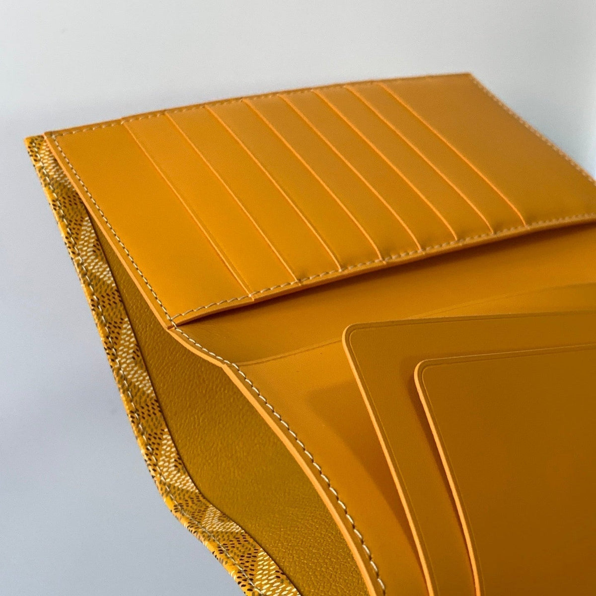 Goyard Richelieu Checkbook Wallet 19 in Yellow Goyardine Canvas and Calfskin