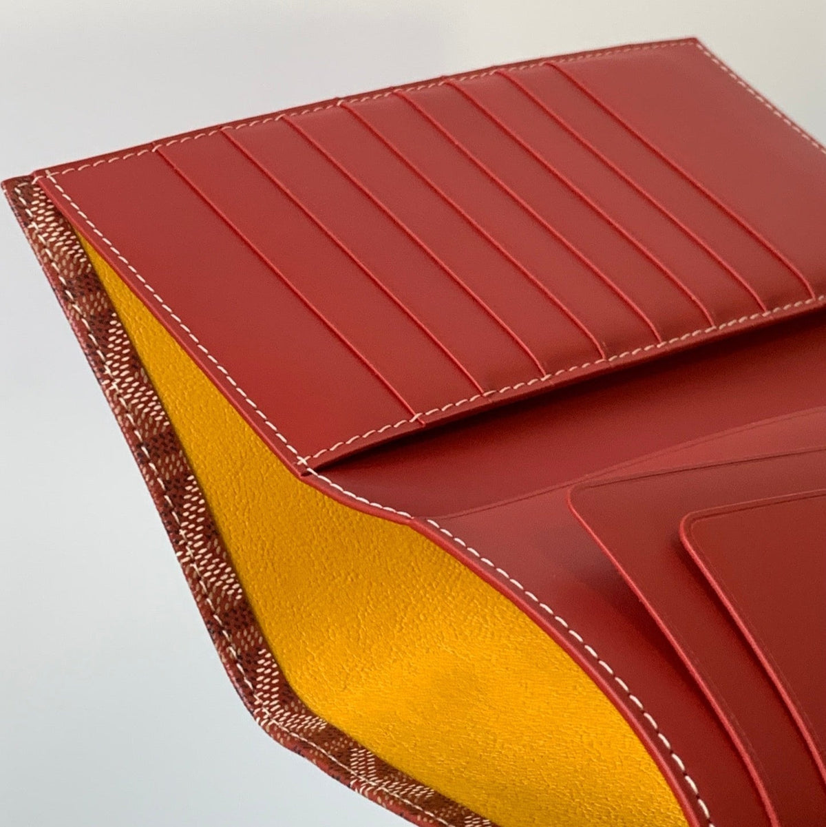 Goyard Richelieu Checkbook Wallet 19 in Persian Red Goyardine Canvas and Calfskin