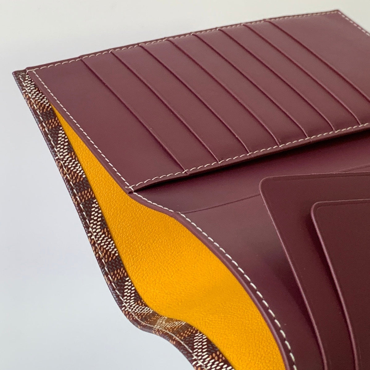 Goyard Richelieu Checkbook Wallet 19 in Burgundy Red Goyardine Canvas and Calfskin