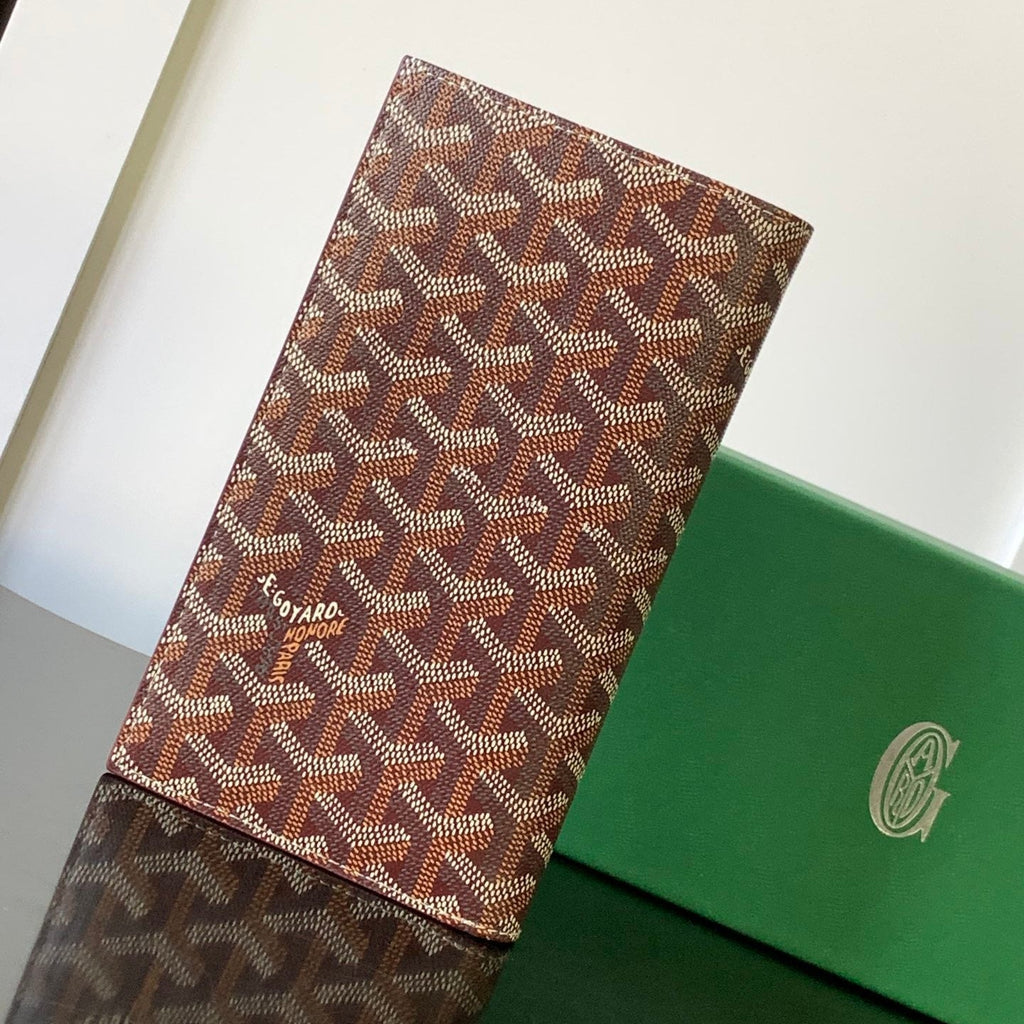 Goyard Richelieu Checkbook Wallet 19 in Burgundy Red Goyardine Canvas and Calfskin