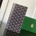 Goyard Richelieu Checkbook Wallet 19 in Navy Blue Goyardine Canvas and Calfskin