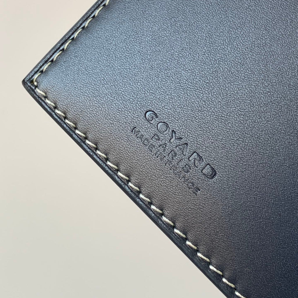 Goyard Richelieu Checkbook Wallet 19 in Navy Blue Goyardine Canvas and Calfskin