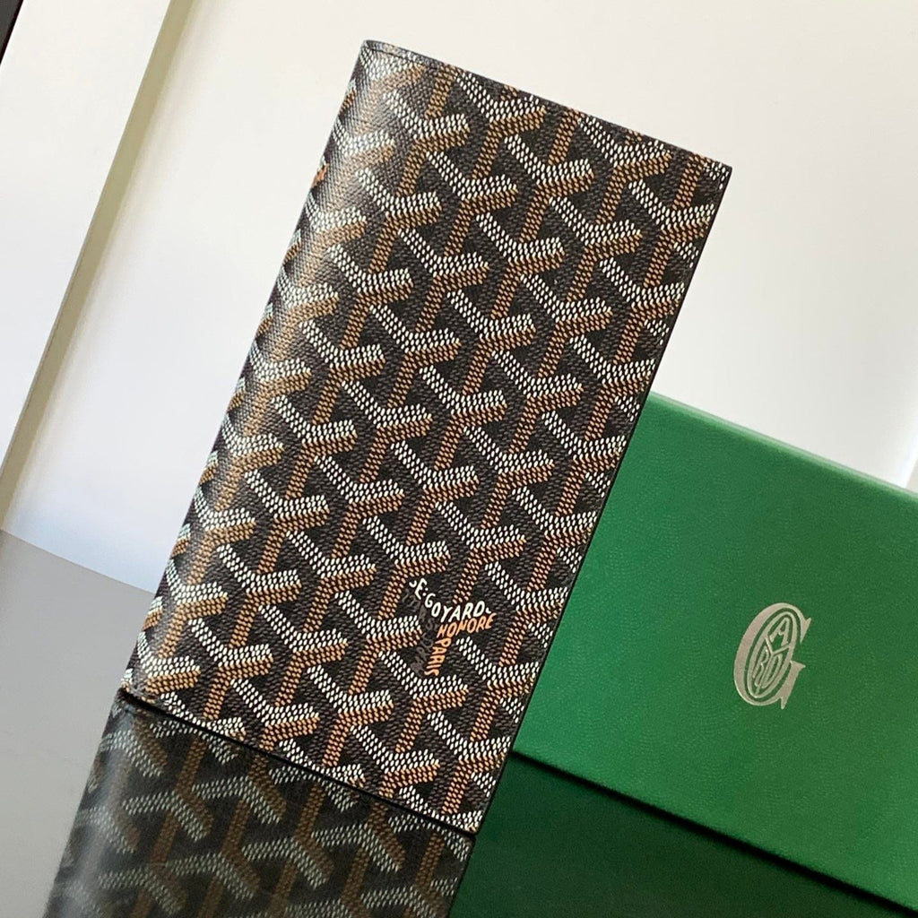 Goyard Richelieu Checkbook Wallet 19 in Brown Goyardine Canvas and Calfskin
