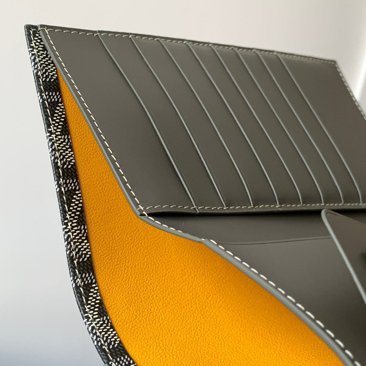Goyard Richelieu Checkbook Wallet 19 in Grey Goyardine Canvas and Calfskin