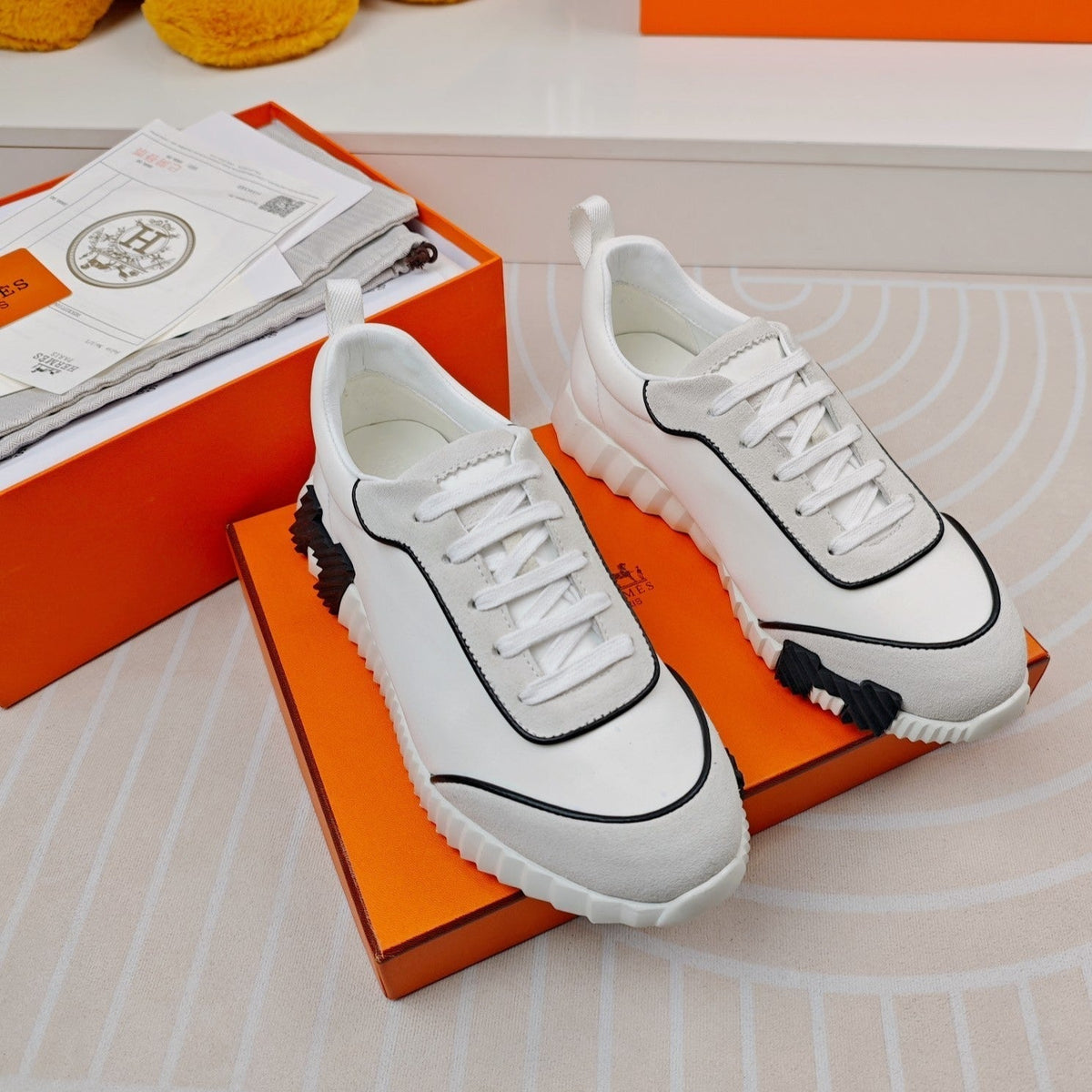 Hermes Bouncing Sneakers White Calfskin Stylized
