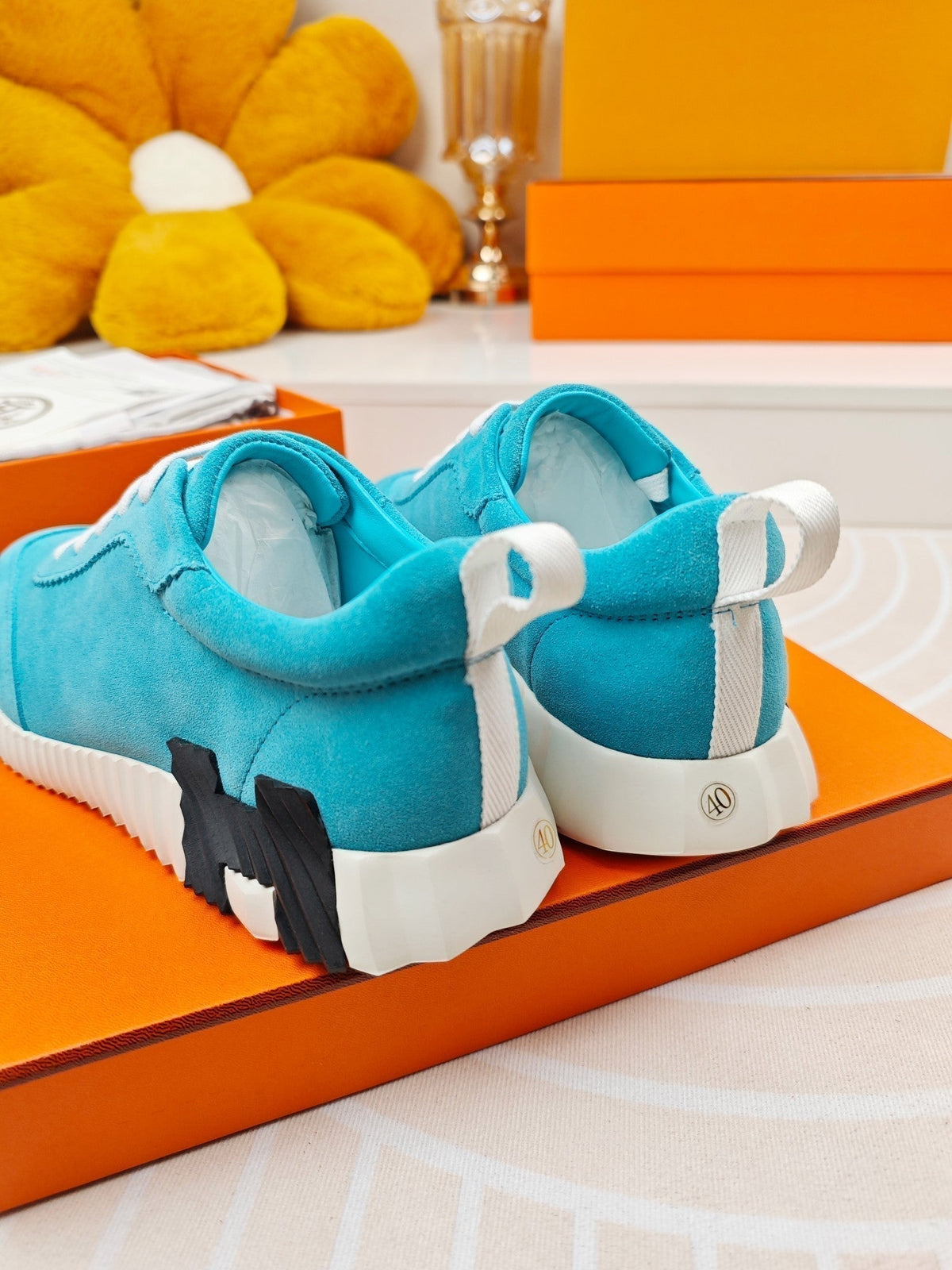 Hermes Bouncing Sneakers Sky Blue Calfskin