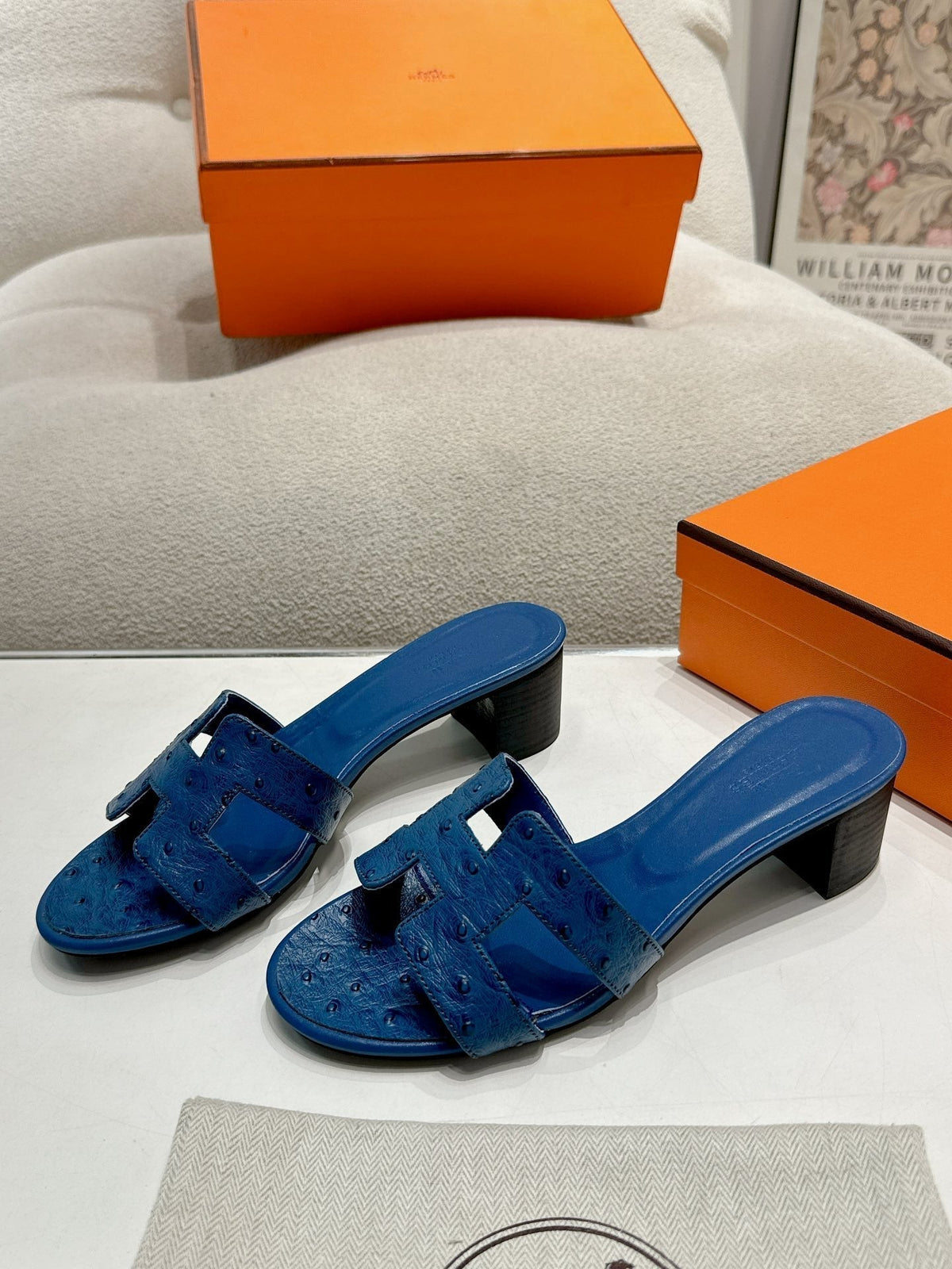 Hermes 0ASIS Sandal Navy Calfskin Special