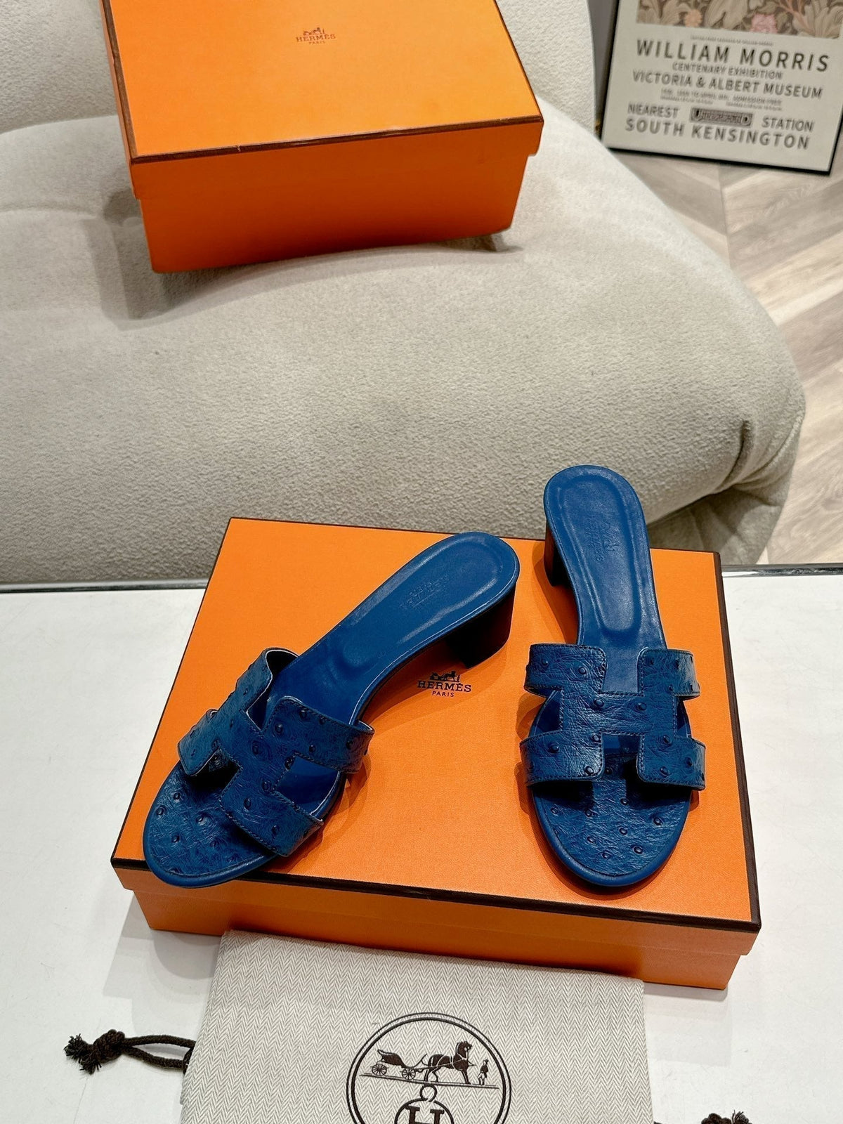 Hermes 0ASIS Sandal Navy Calfskin Special