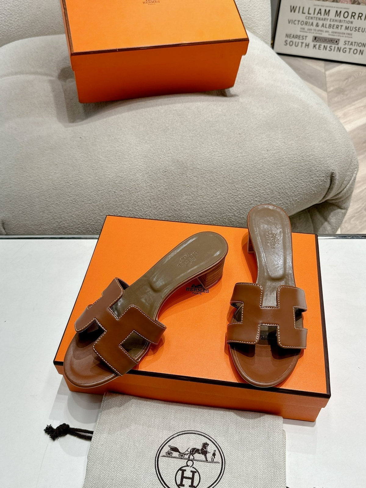 Hermes 0ASIS Sandal Sepia Calfskin Classic