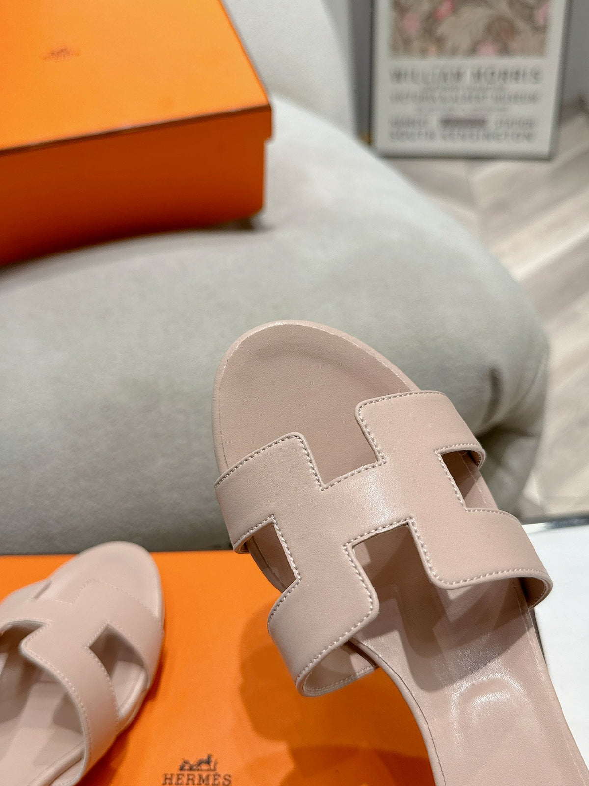Hermes 0ASIS Sandal Pastel Pink Calfskin Classic