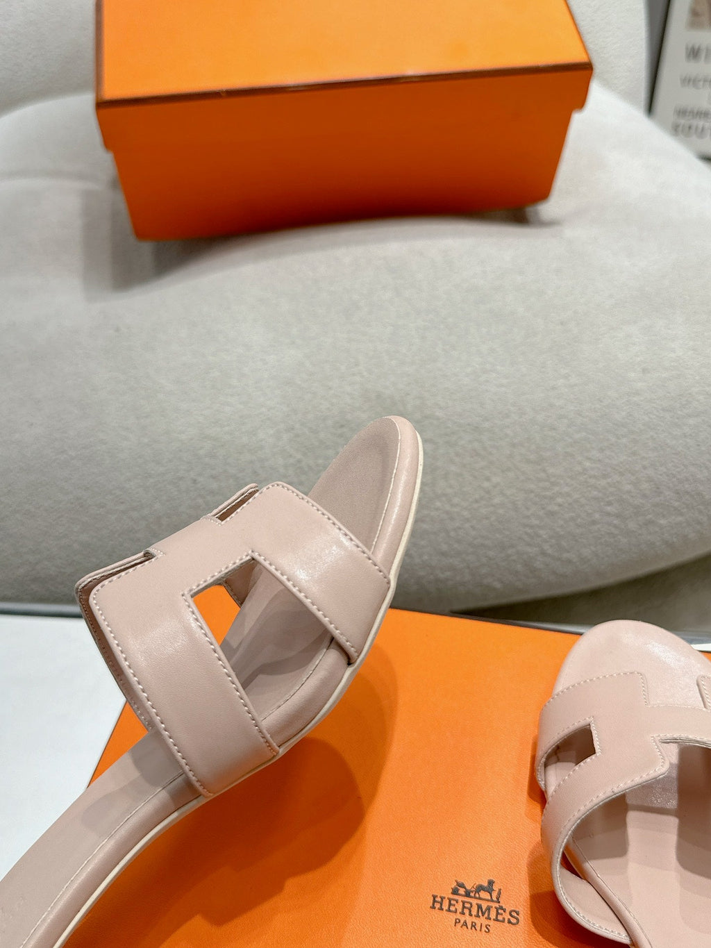 Hermes 0ASIS Sandal Pastel Pink Calfskin Classic