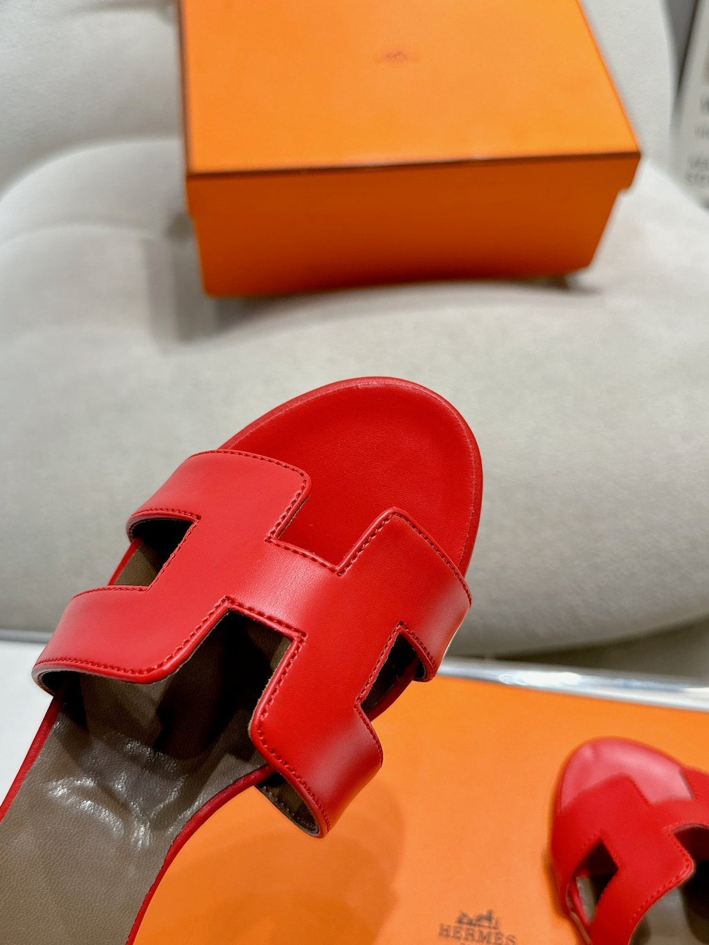 Hermes 0ASIS Sandal Crimson Calfskin Classic