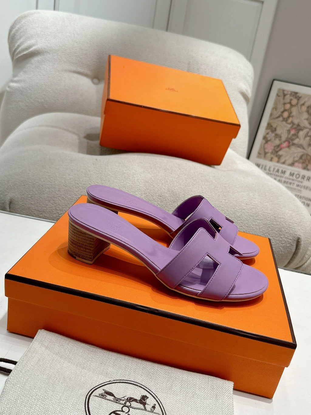 Hermes 0ASIS Sandal Purple Calfskin Classic