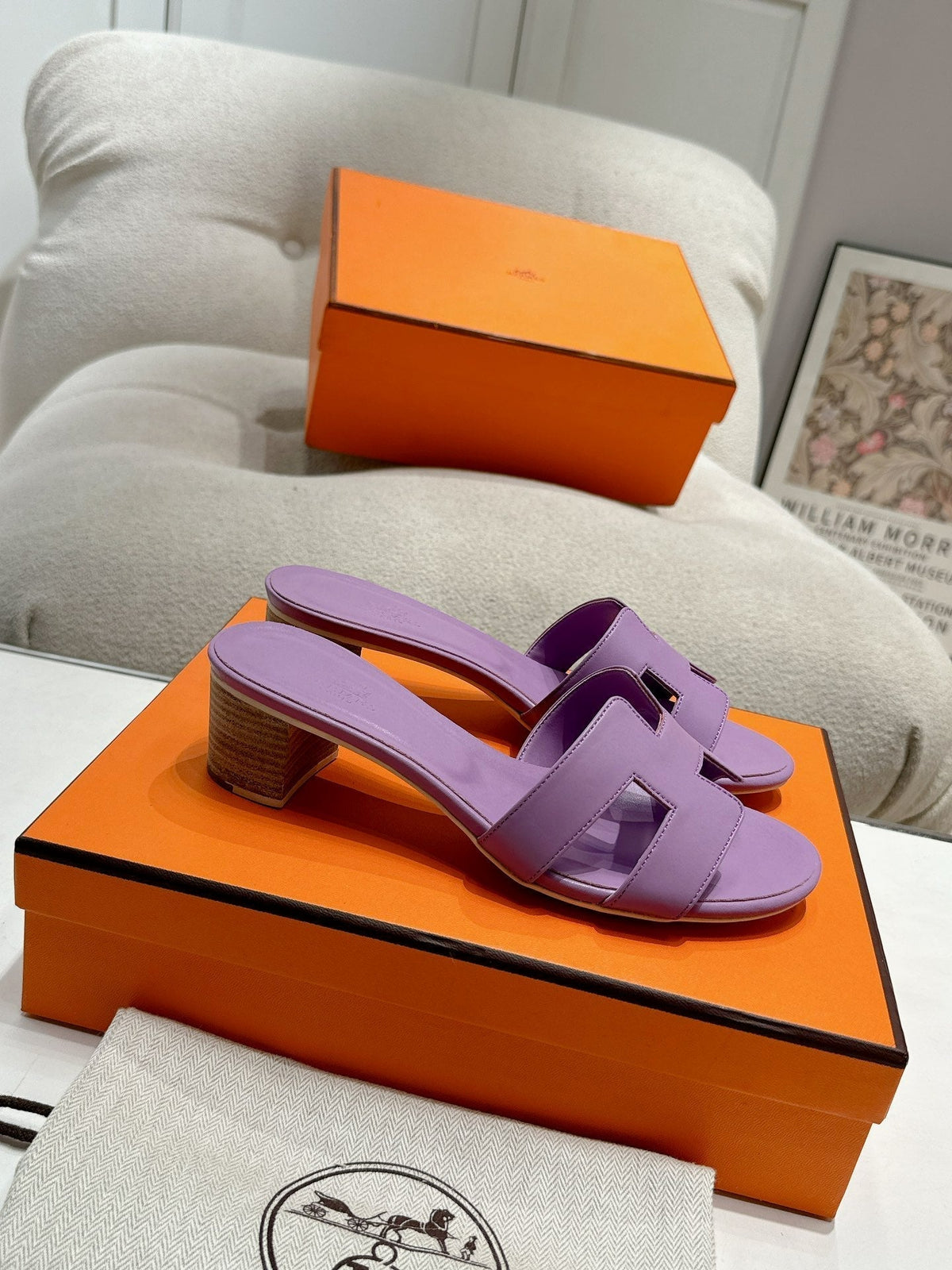 Hermes 0ASIS Sandal Purple Calfskin Classic