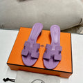 Hermes 0ASIS Sandal Purple Calfskin Classic
