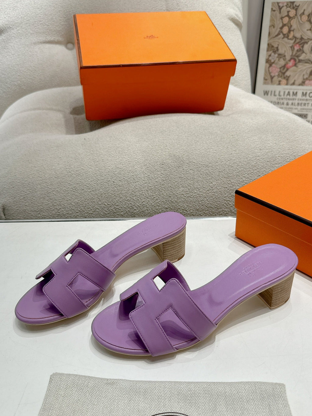 Hermes 0ASIS Sandal Purple Calfskin Classic