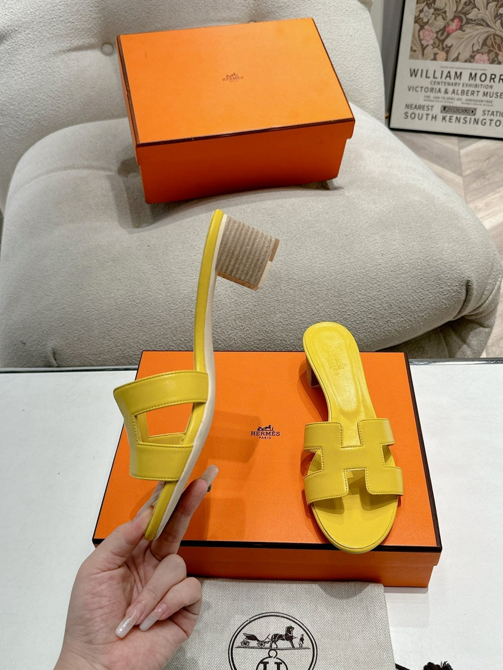 Hermes 0ASIS Sandal Yellow Calfskin Classic