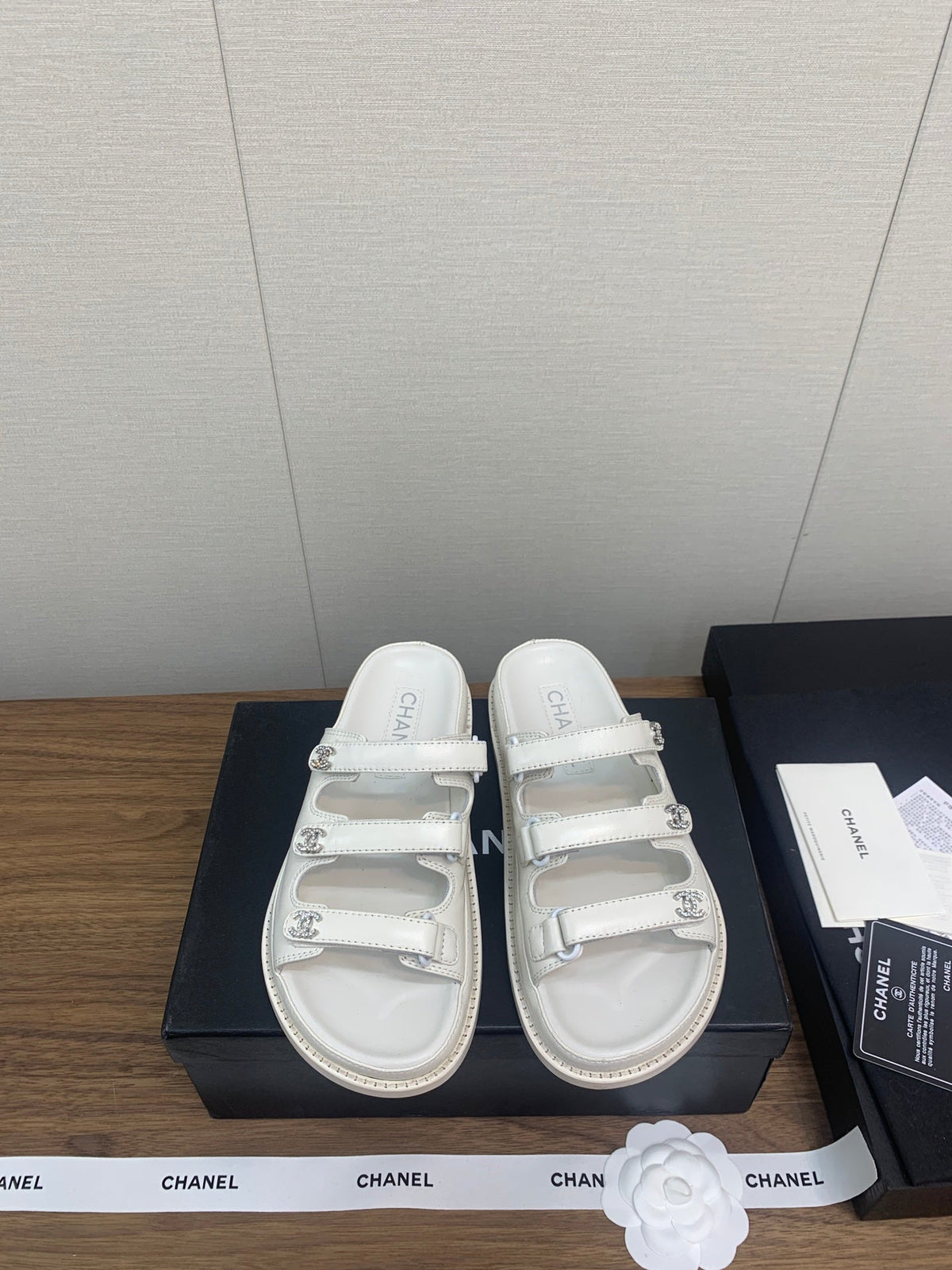 Chanel Dad Sandal in White Lambskin Mule