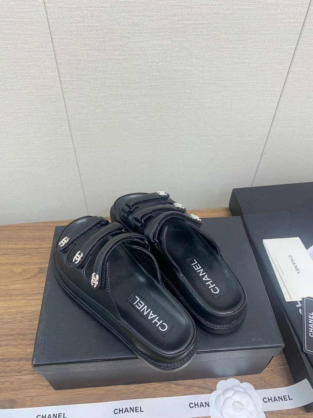 Chanel Dad Sandal in Black Lambskin Mule