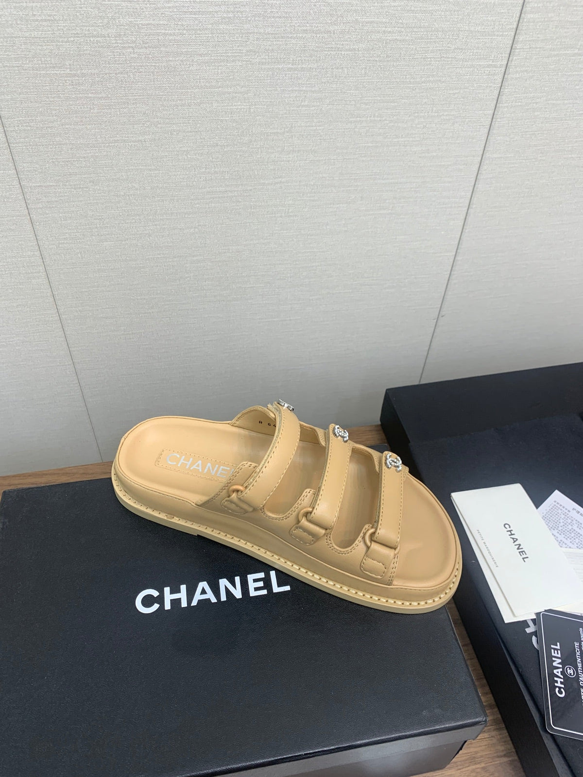 Chanel Dad Sandal in Yellow Cream Lambskin Mule