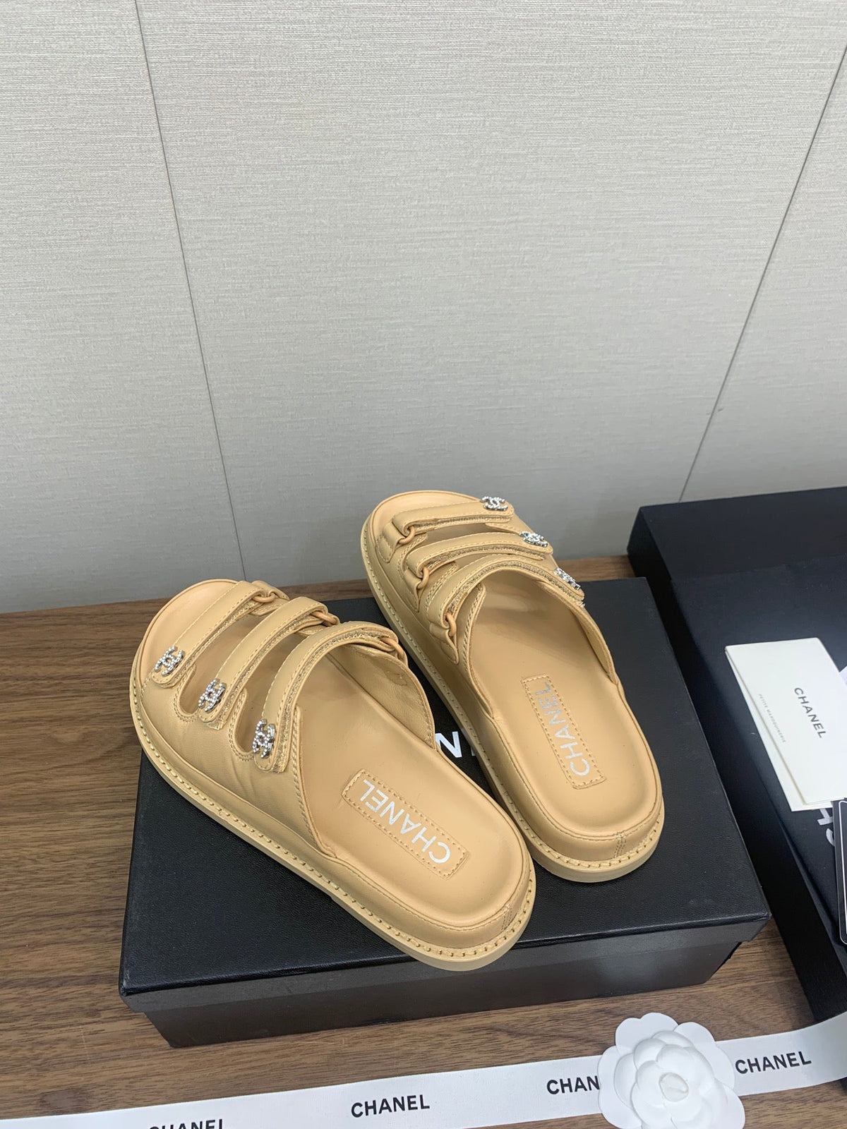 Chanel Dad Sandal in Yellow Cream Lambskin Mule