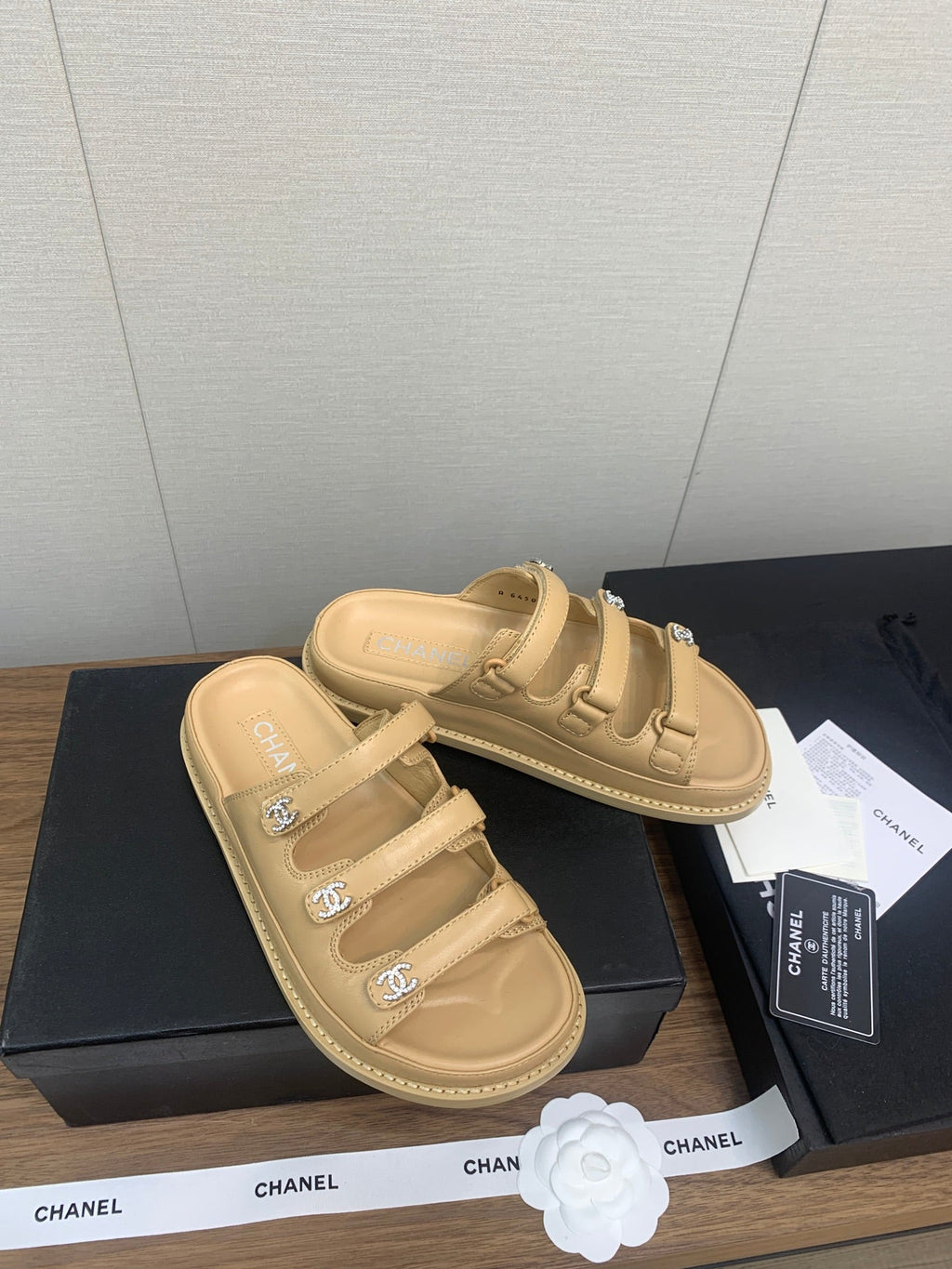 Chanel Dad Sandal in Yellow Cream Lambskin Mule