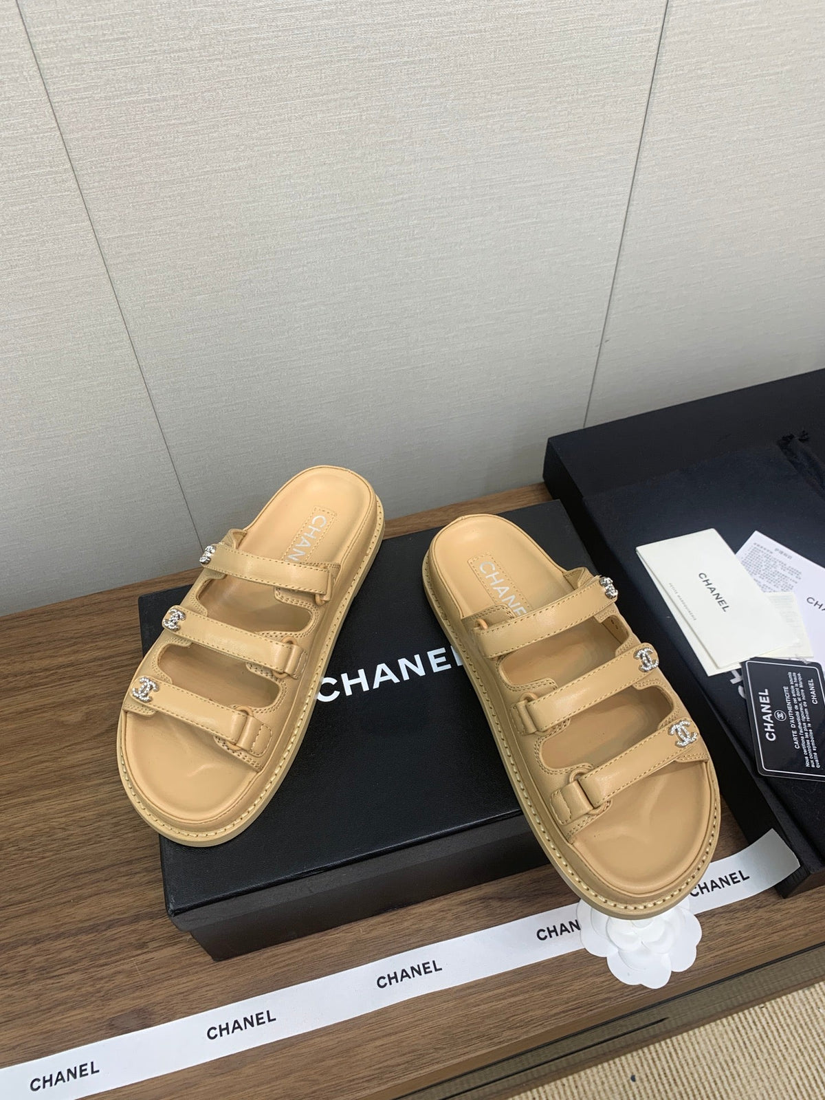 Chanel Dad Sandal in Yellow Cream Lambskin Mule