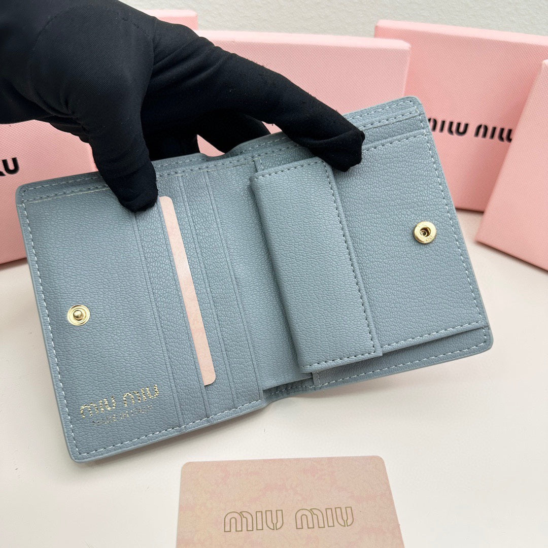 Small Wallet 11 in Blue Pastel Calfskin