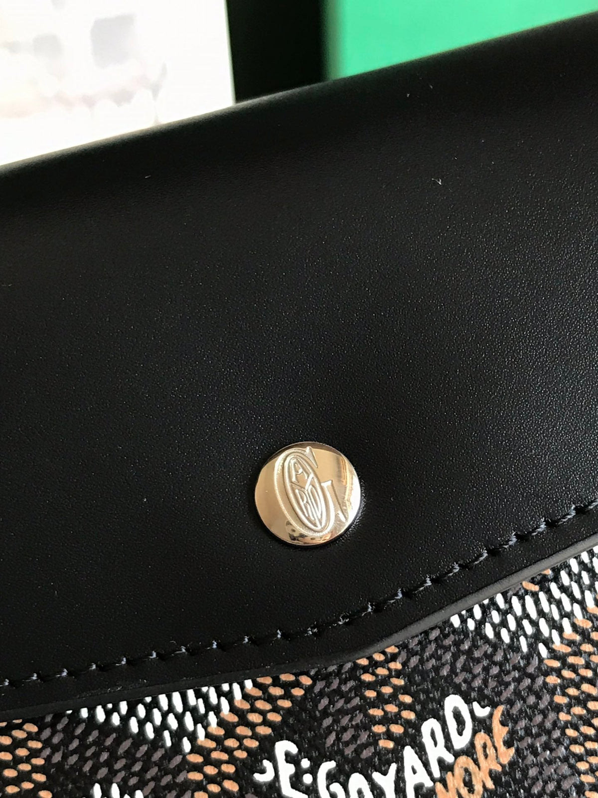 Goyard Saint-Gabriel Wallet 12 in Black Calfskin and Goyardine Canvas