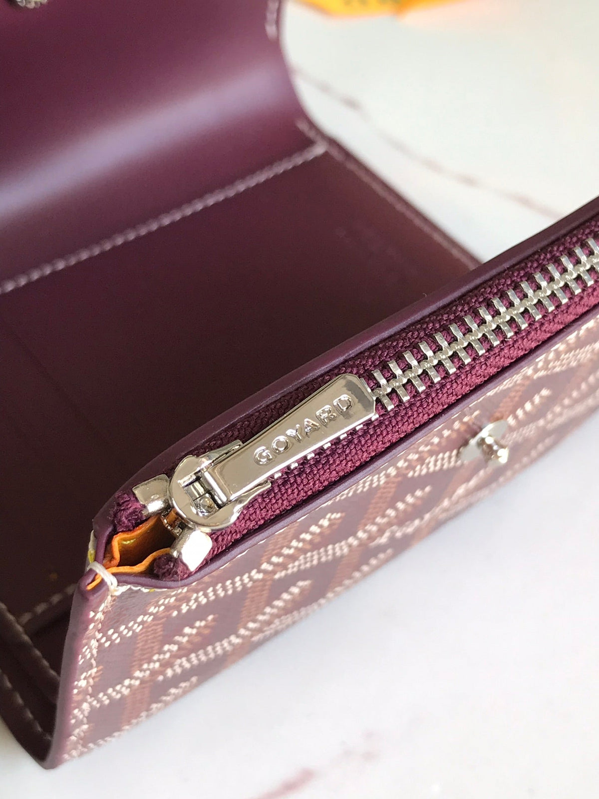 Goyard Saint-Gabriel Wallet 12 in Wine Red Calfskin and Goyardine Canvas