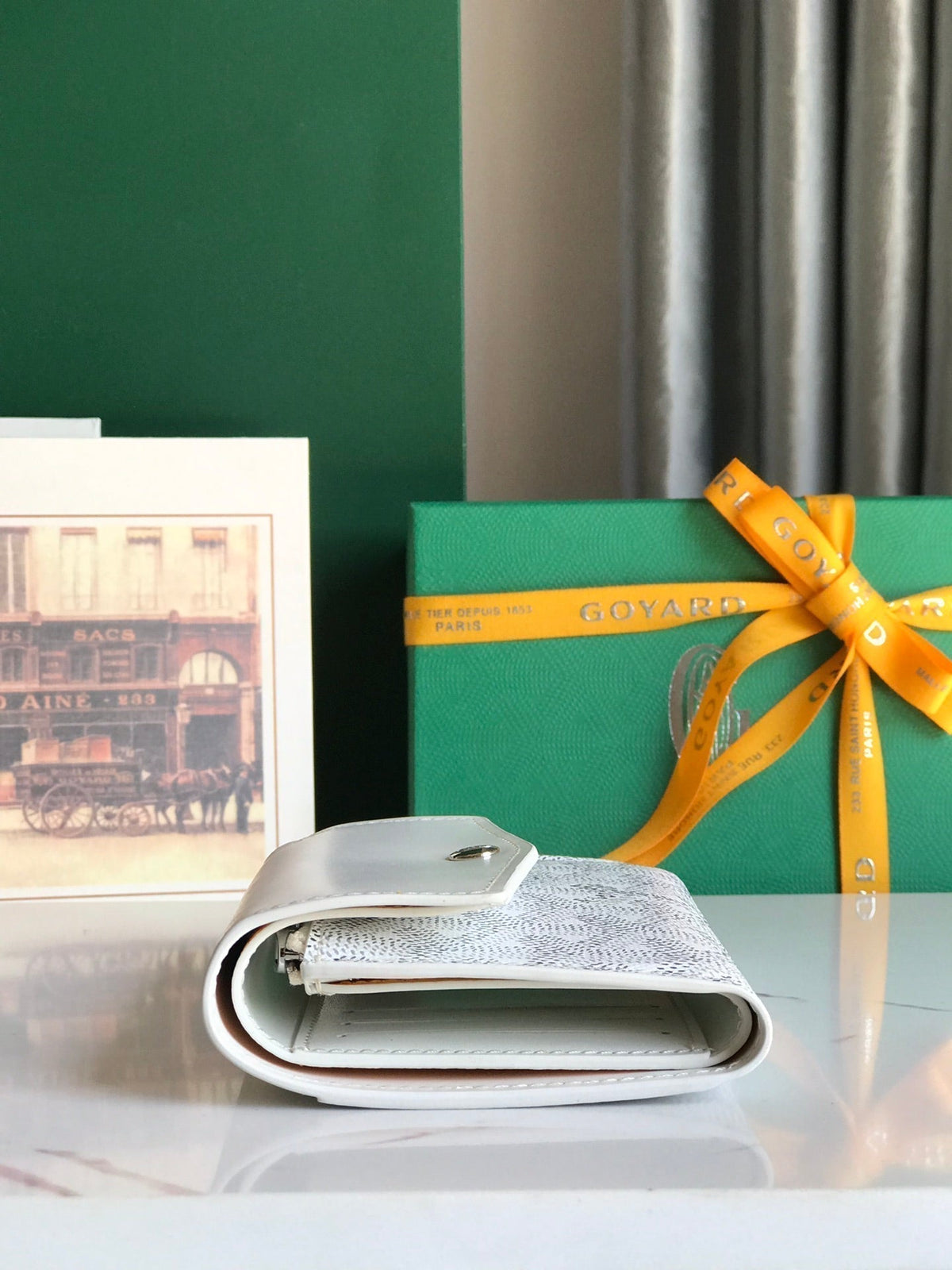 Goyard Saint-Gabriel Wallet 12 in White Calfskin and Goyardine Canvas