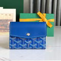 Goyard Saint-Gabriel Wallet 12 in Sapphire Blue Calfskin and Goyardine Canvas