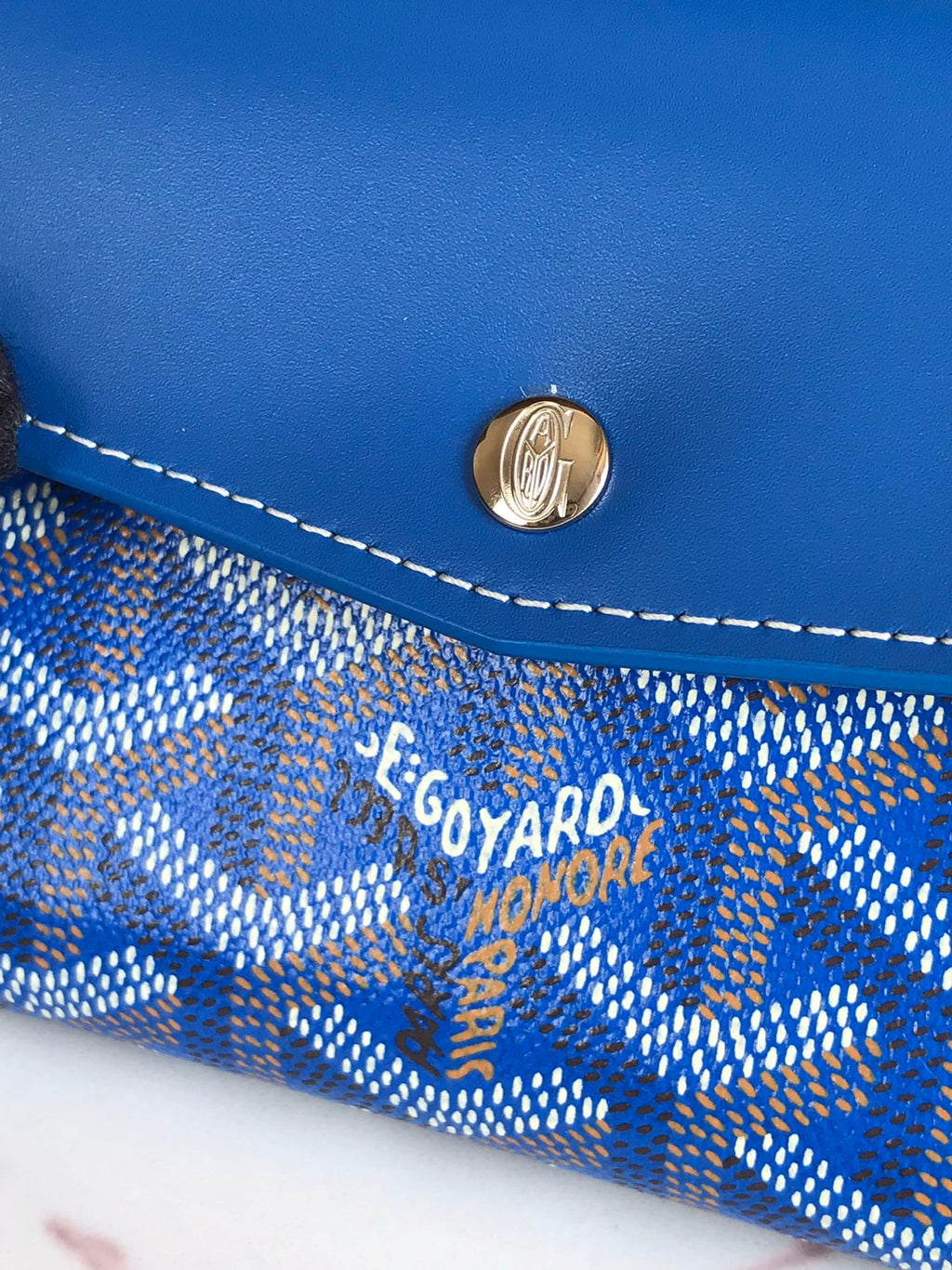 Goyard Saint-Gabriel Wallet 12 in Sapphire Blue Calfskin and Goyardine Canvas