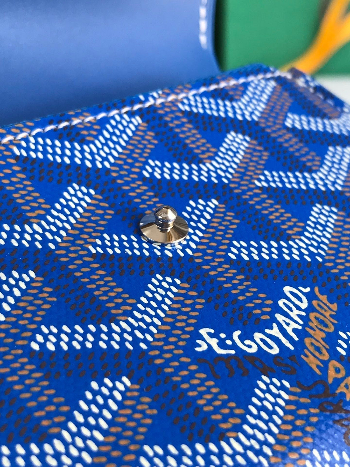 Goyard Saint-Gabriel Wallet 12 in Sapphire Blue Calfskin and Goyardine Canvas