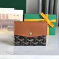Goyard Saint-Gabriel Wallet 12 in Tan Calfskin and Black Goyardine Canvas