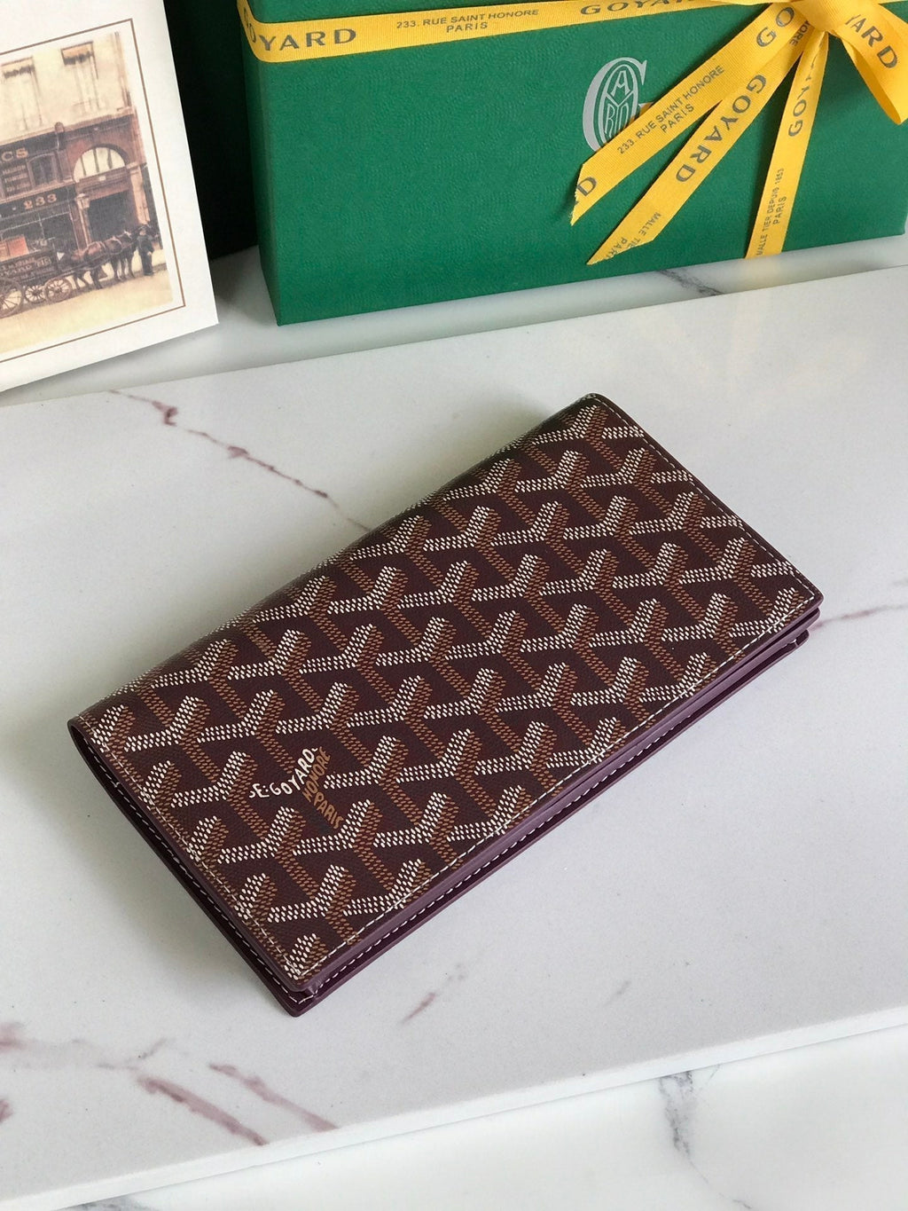 Goyard Richelieu Wallet 19 in Wine Red Goyardine Canvas