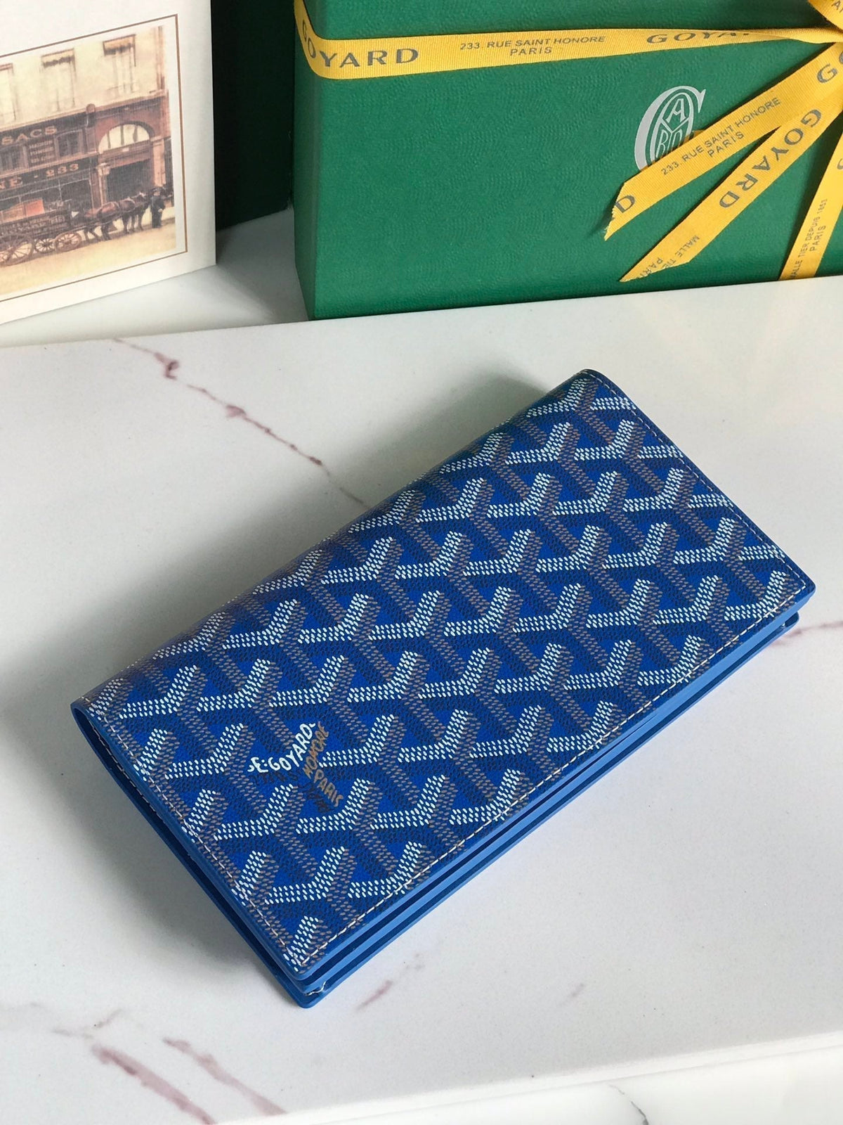 Goyard Richelieu Wallet 19 in Sapphire Blue Goyardine Canvas