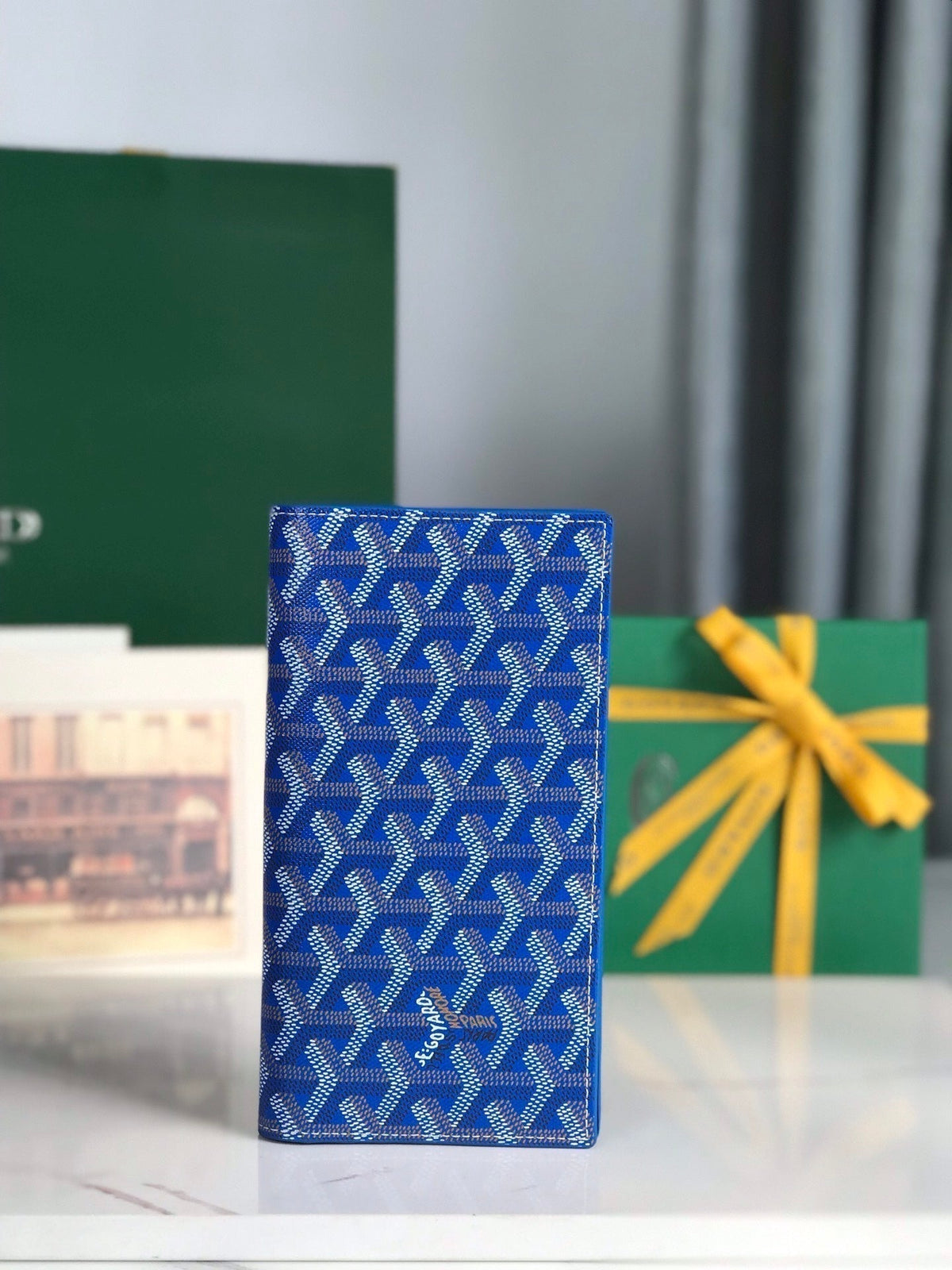 Goyard Richelieu Wallet 19 in Sapphire Blue Goyardine Canvas