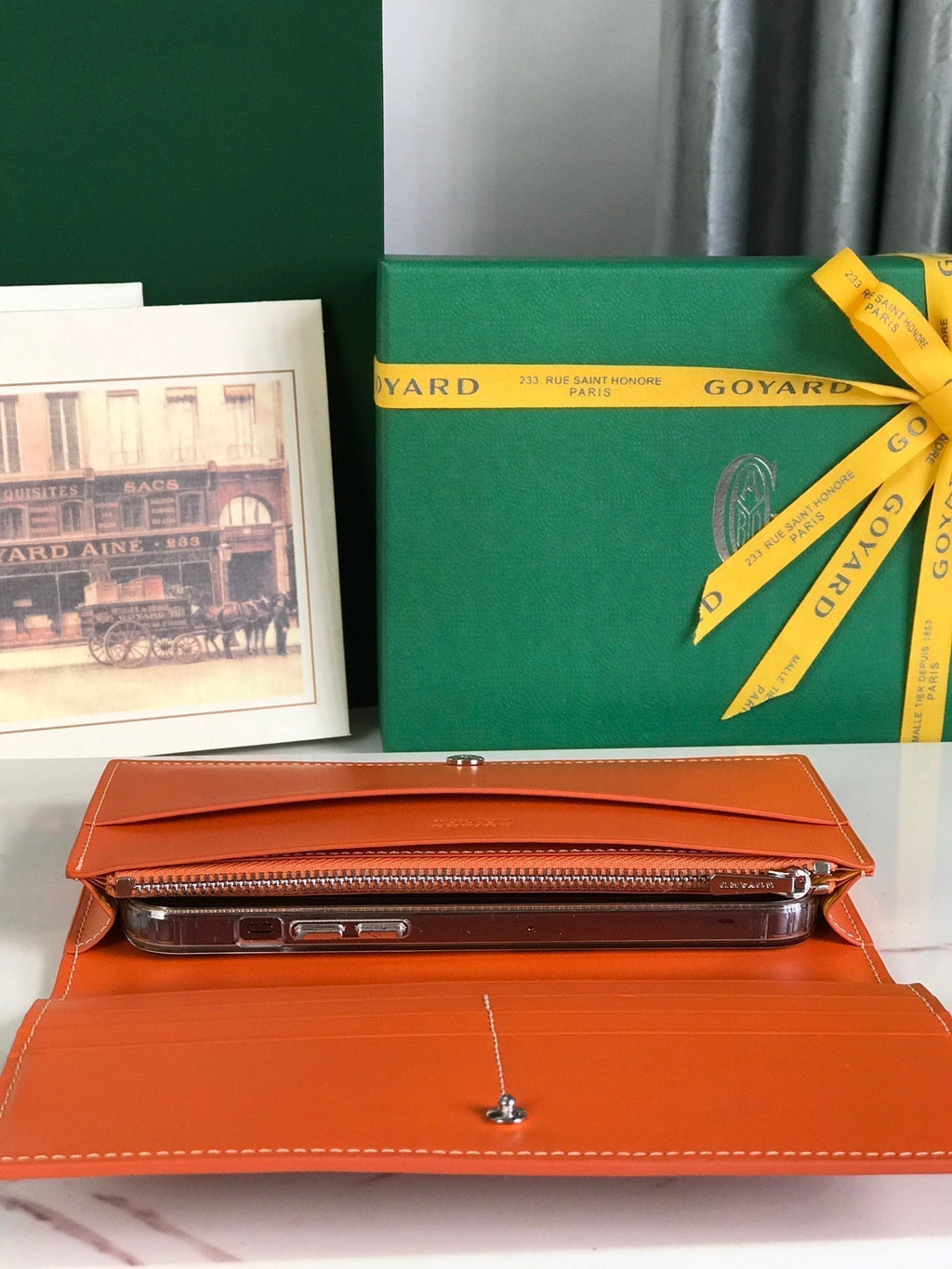 Goyard Richelieu Wallet 19 in Orange Goyardine Canvas