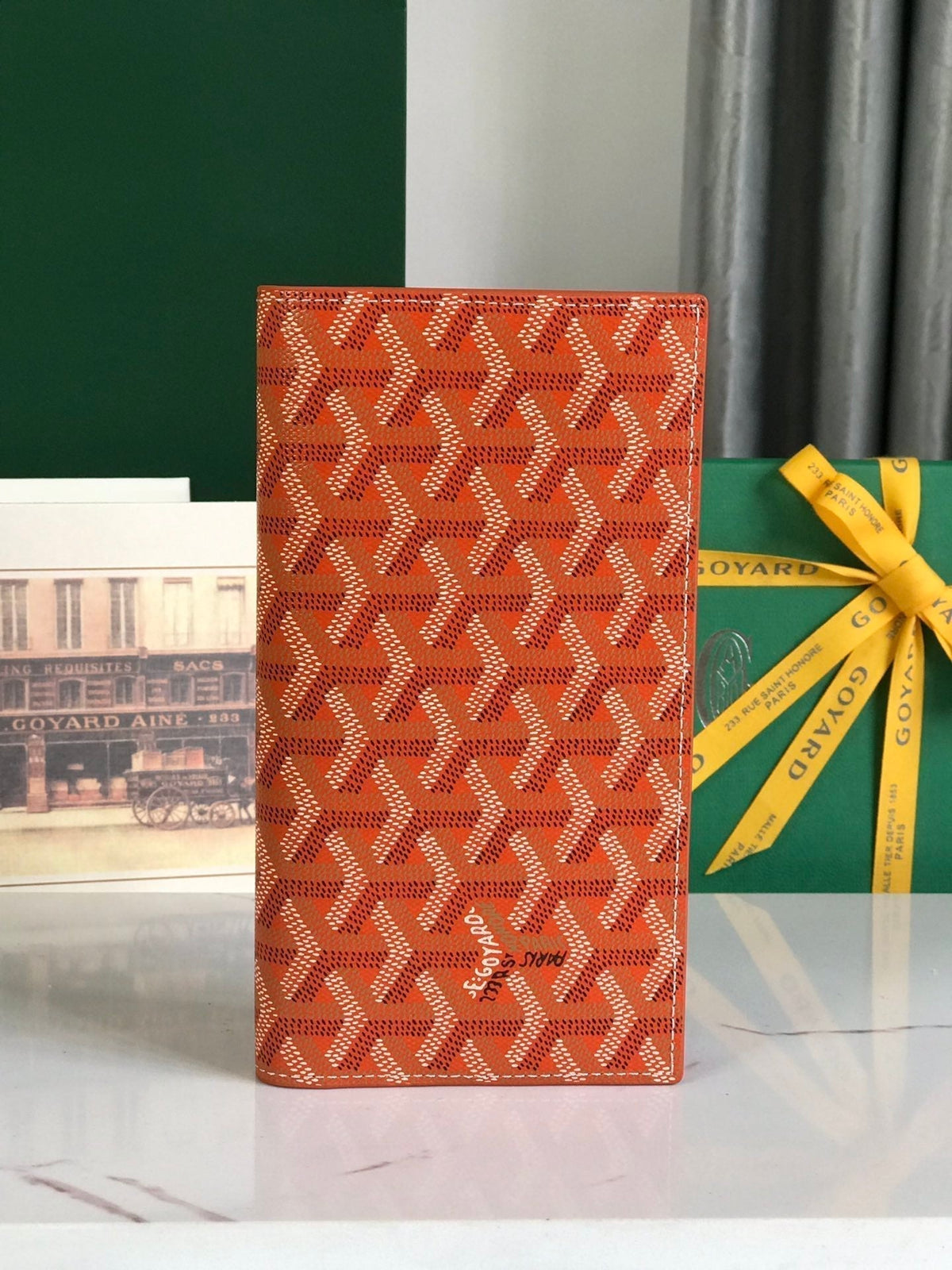 Goyard Richelieu Wallet 19 in Orange Goyardine Canvas