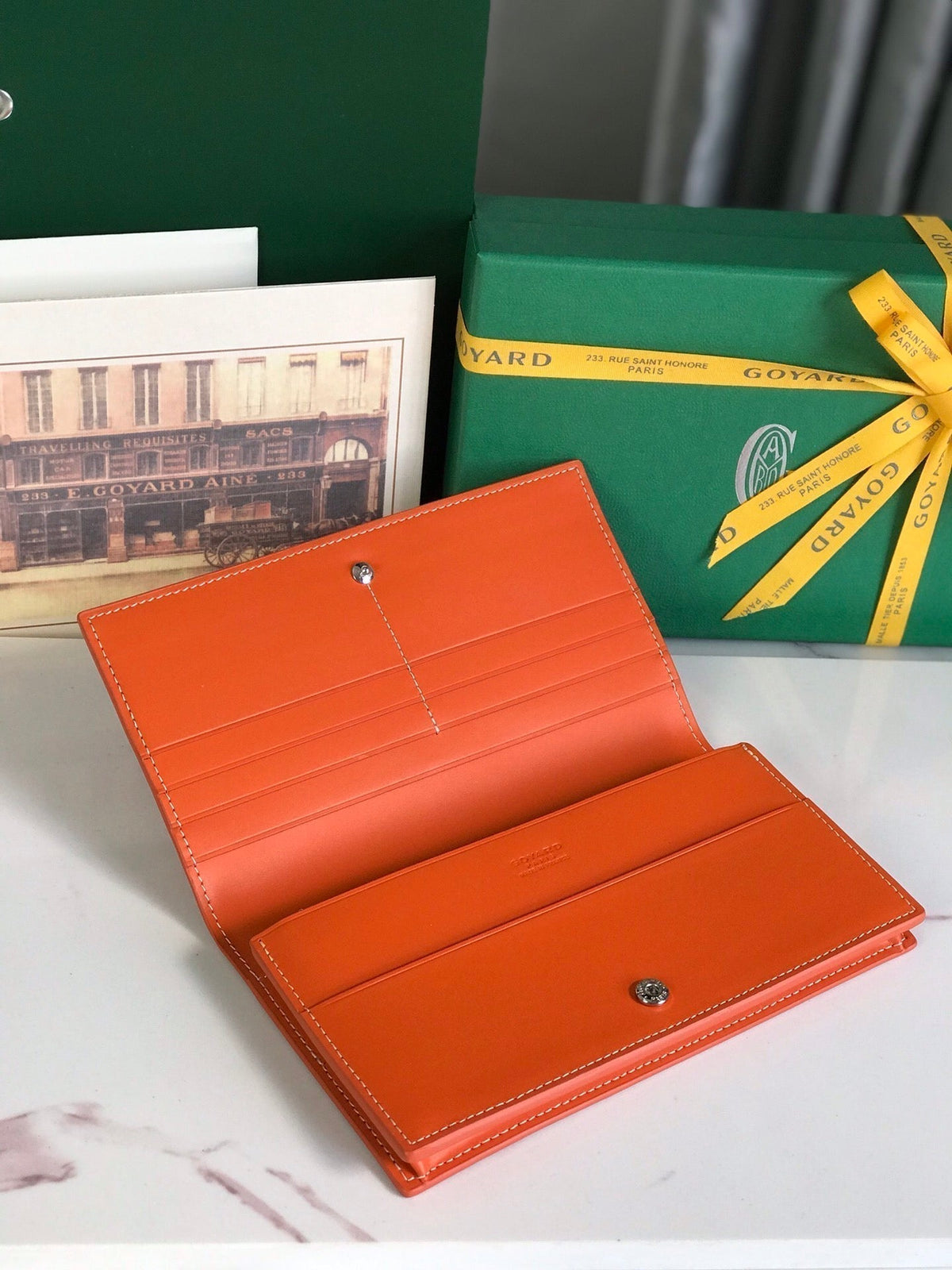 Goyard Richelieu Wallet 19 in Orange Goyardine Canvas