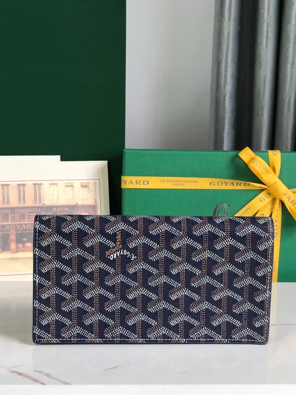 Goyard Richelieu Wallet 19 in Navy Blue Goyardine Canvas