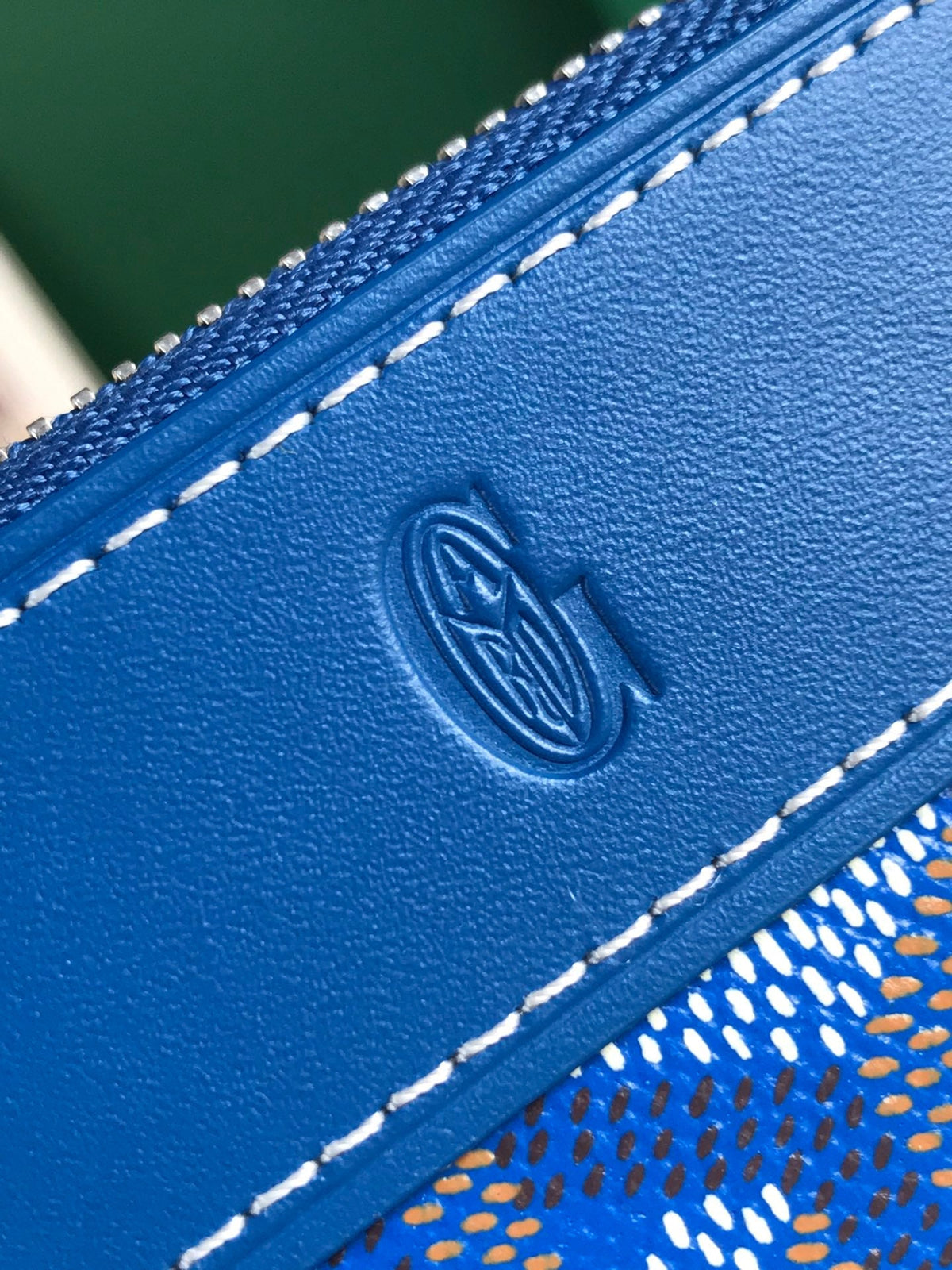 Goyard Matignon Mini Wallet 11 in Sapphire Blue Goyardine Canvas and Calfskin